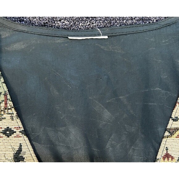 Vintage Tapestry Patchwork Vest Floral Cottage Tree Design Y2K Ugly Vest Size L? - Picture 4 of 10